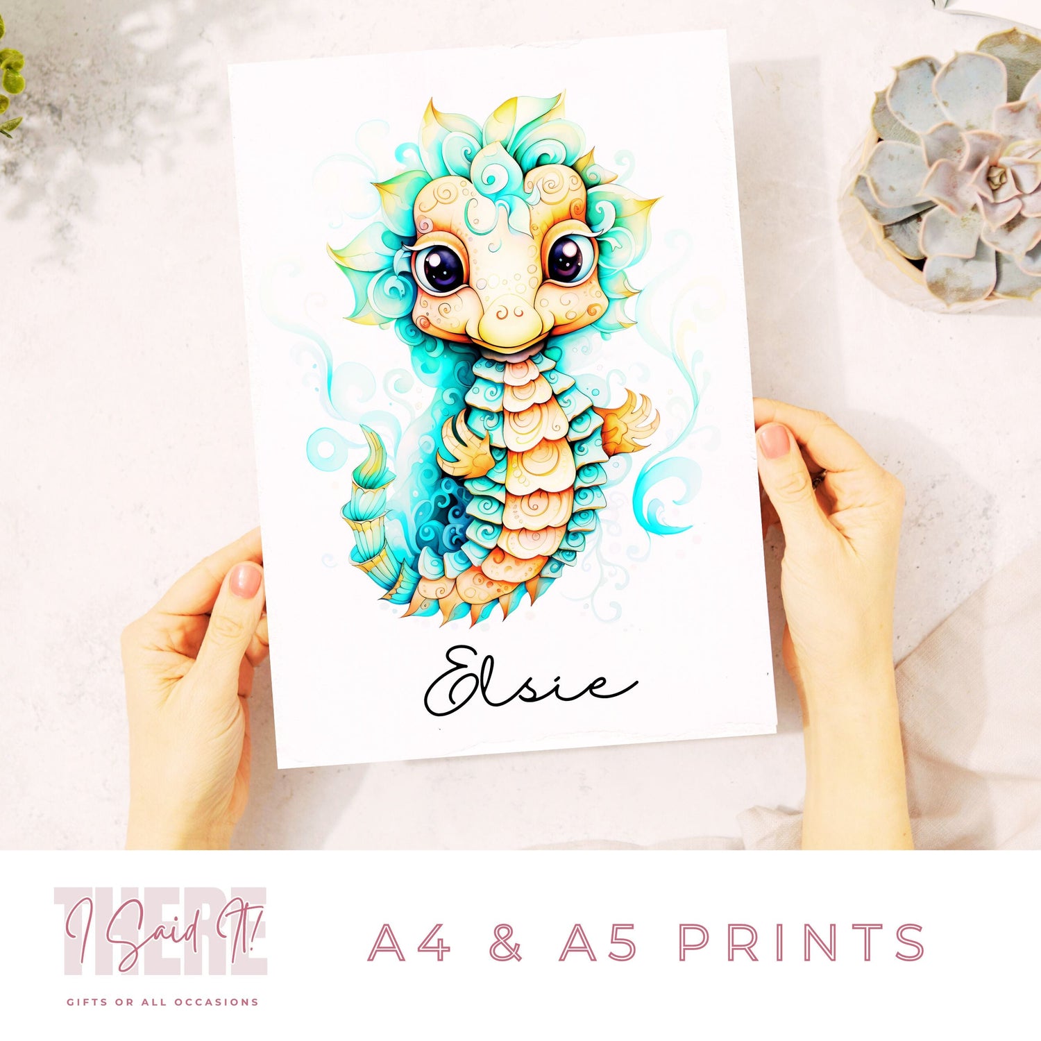 personalised seahorse print