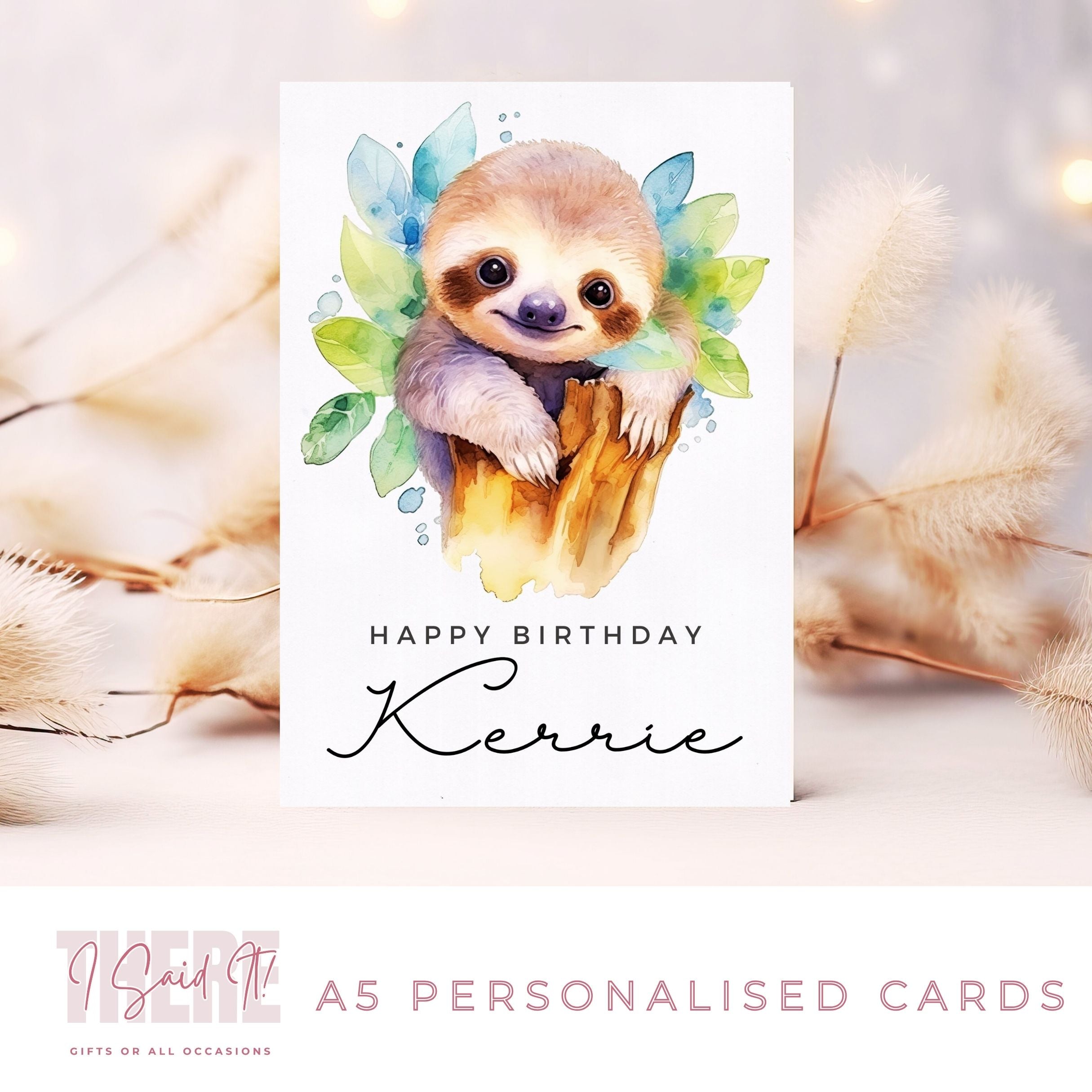 Personalised Sloth Birthday Card | Sloth Greetings Cards – Beautifully ...