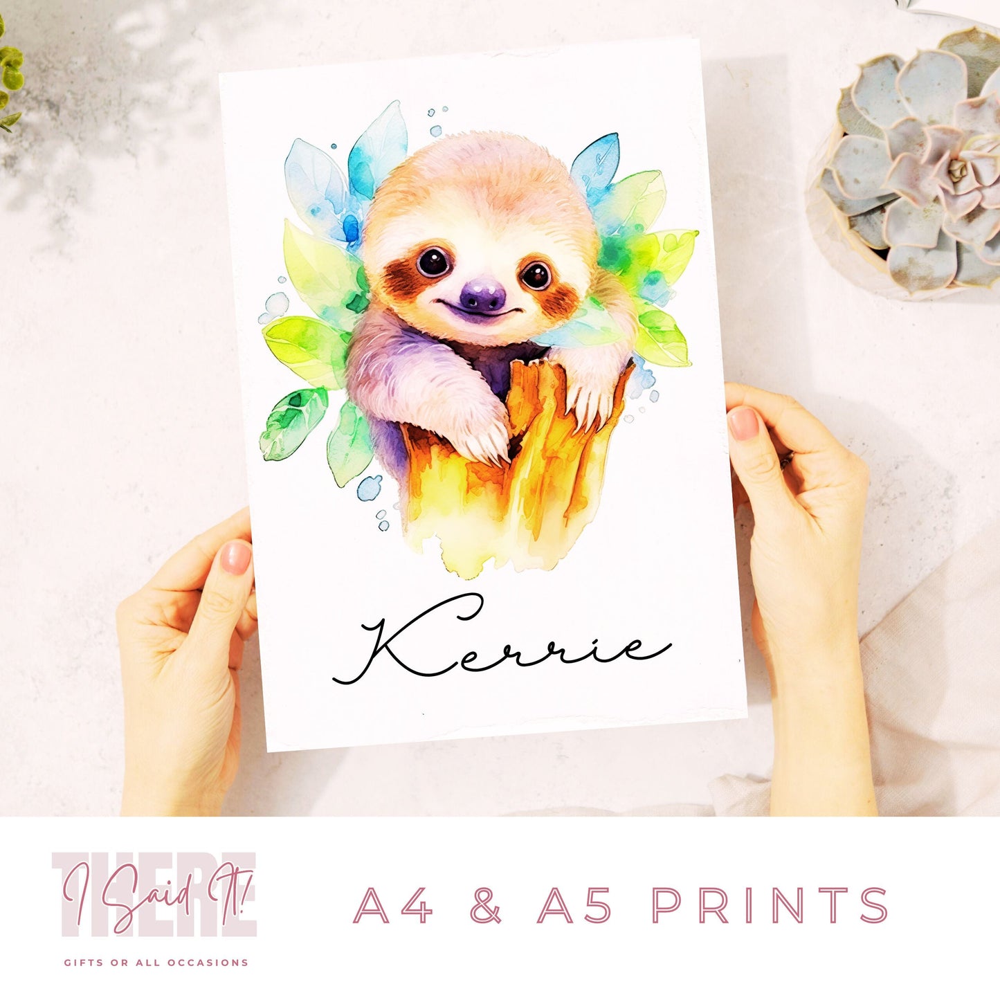 personalised sloth print