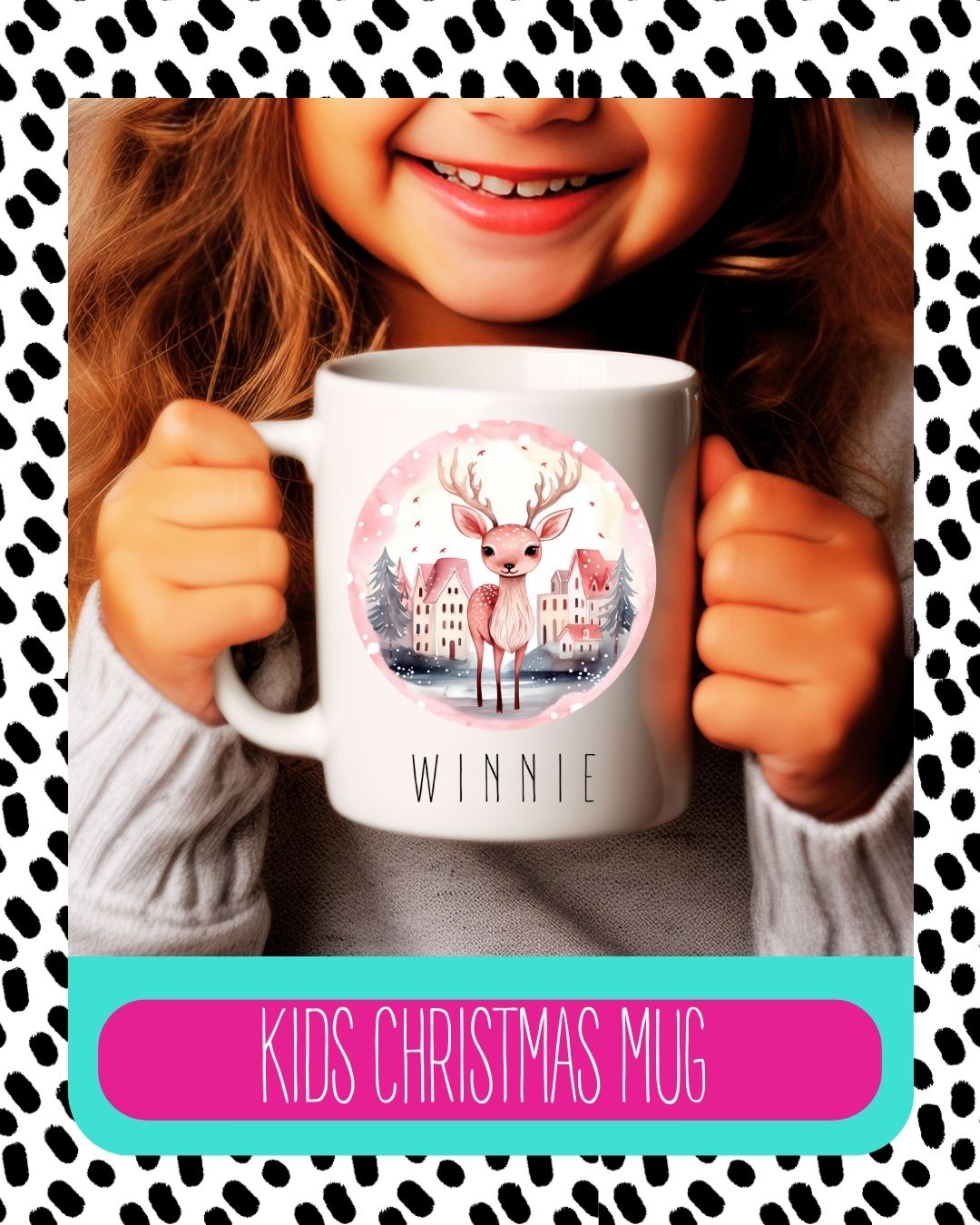 Pink Deer Christmas Mug