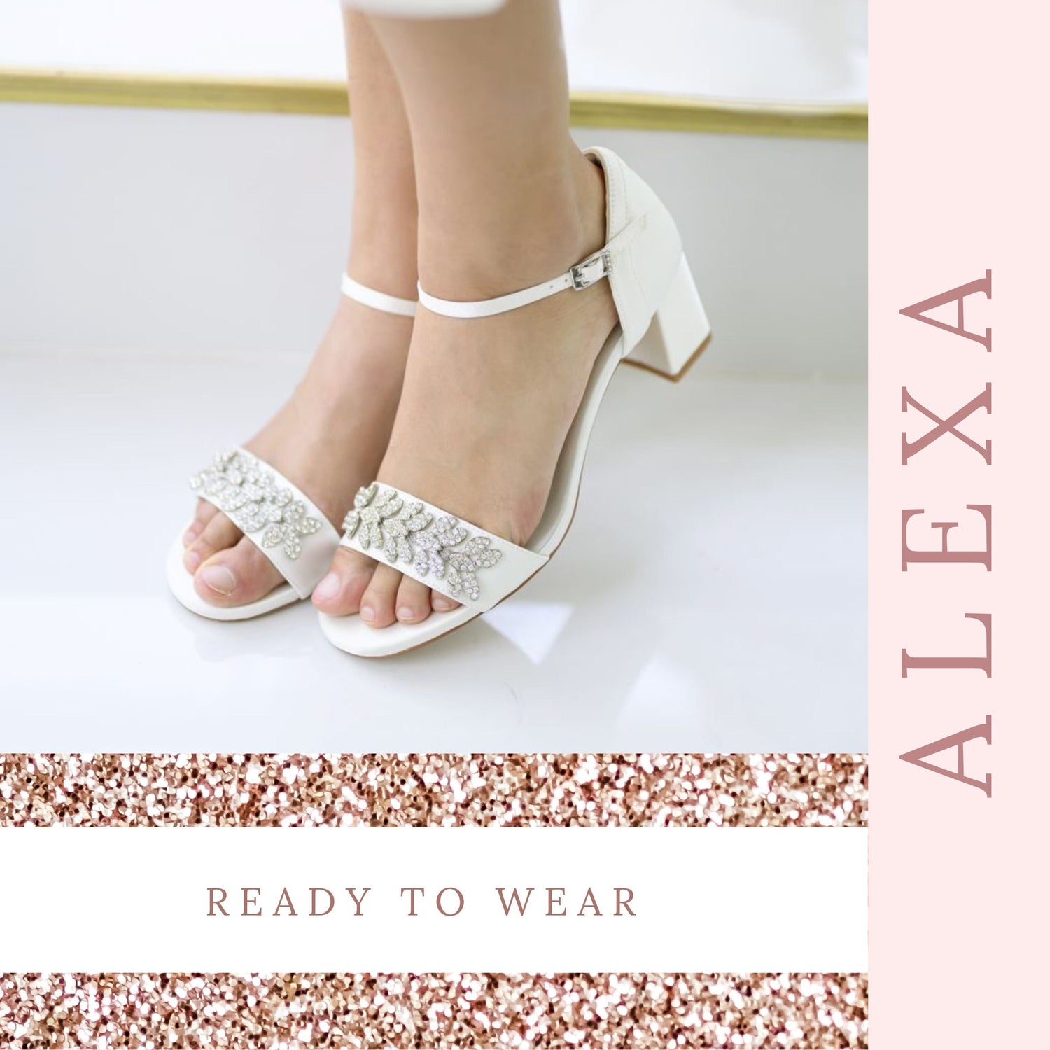 Lace Block Heel with Dewdrop Brooch, Bridesmaids Shoes, Bridal Heels