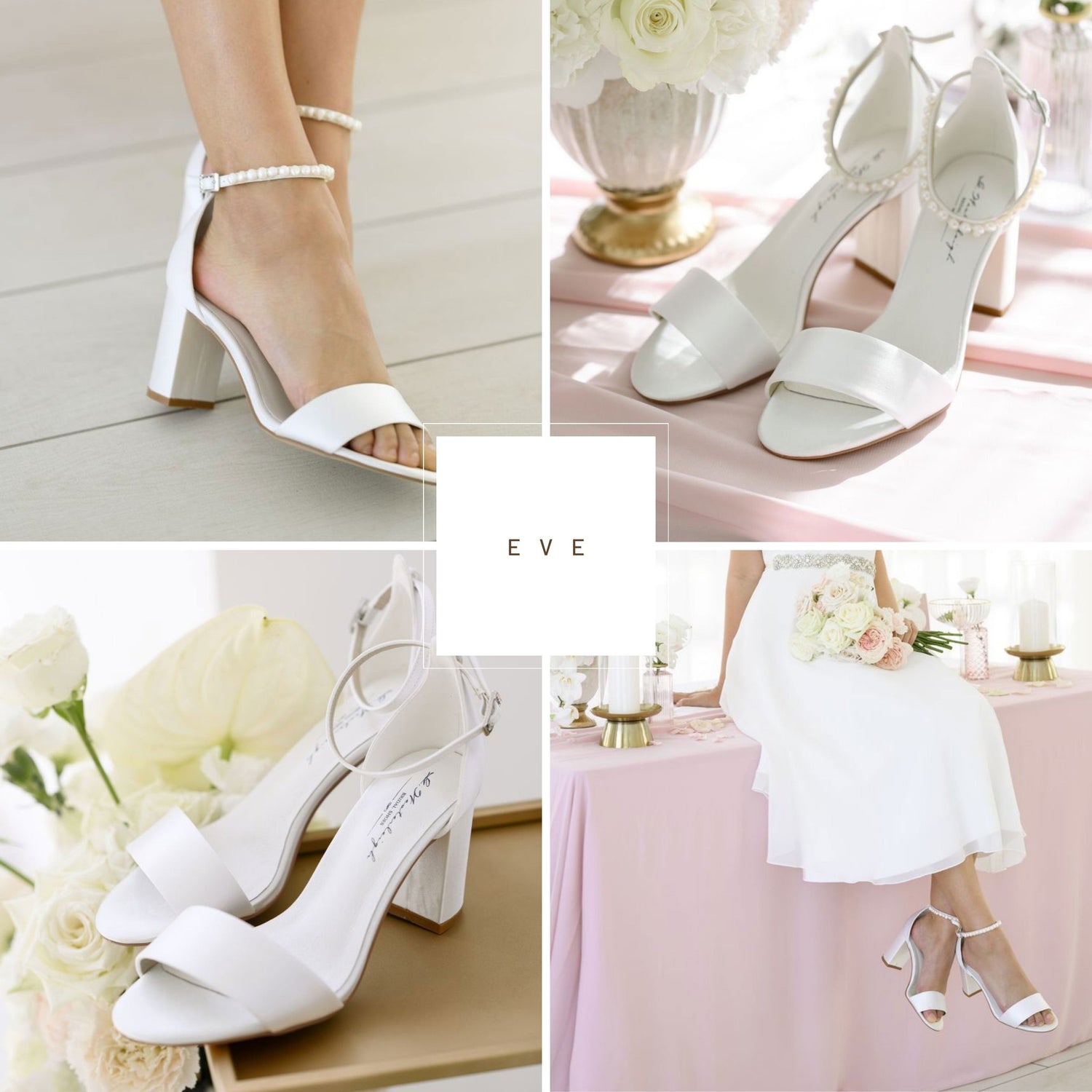 Kate Whitcomb Lola Bridal Wedding Block Heels w/ Bow Pearls Jewels Ivory Sz  6.5 | eBay