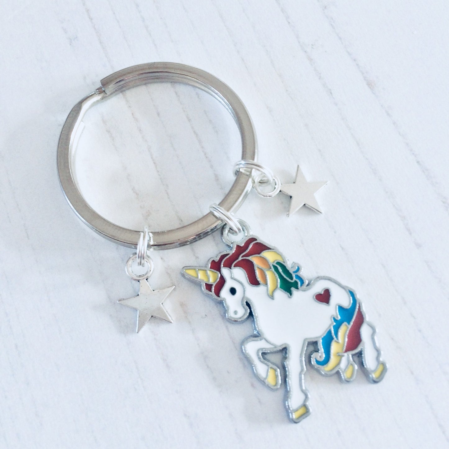 Unicorn Keyring, Keychain, Unicorn Gifts, Unicorn Lover Present, Enamel Unicorn Charm, Bag charm, Birthday gift, Daughter Party Bag Fillers.